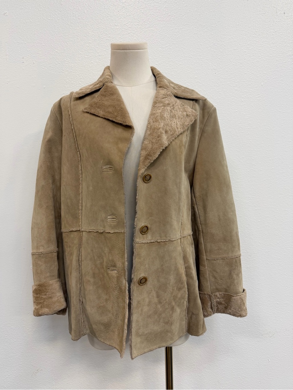 Vintage Guess Taupe Suede Shearling Jacket size large